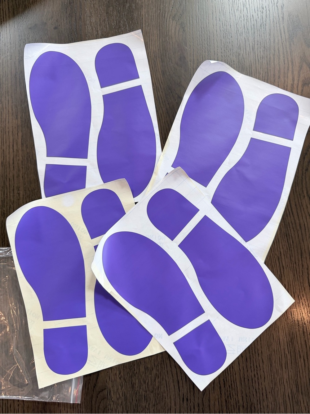 Purple Adhesive Shoe print Stickers - Set of 4 (8 total stickers)